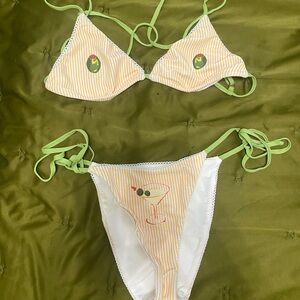 Dippin' Daisy's Yellow Stripe Bikini with Green Ties